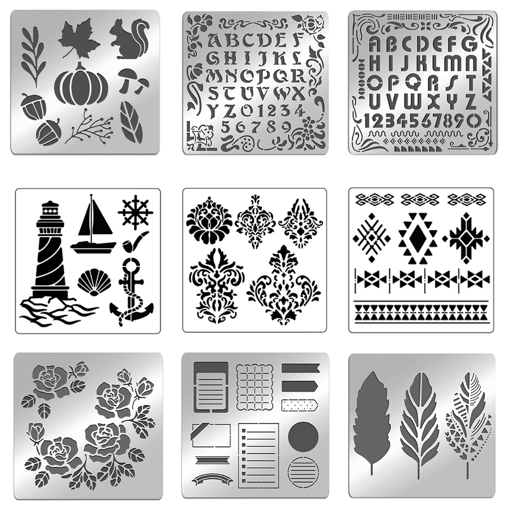 Engraved Wood Frame - Matte Artistic Metal Letters Stencils A