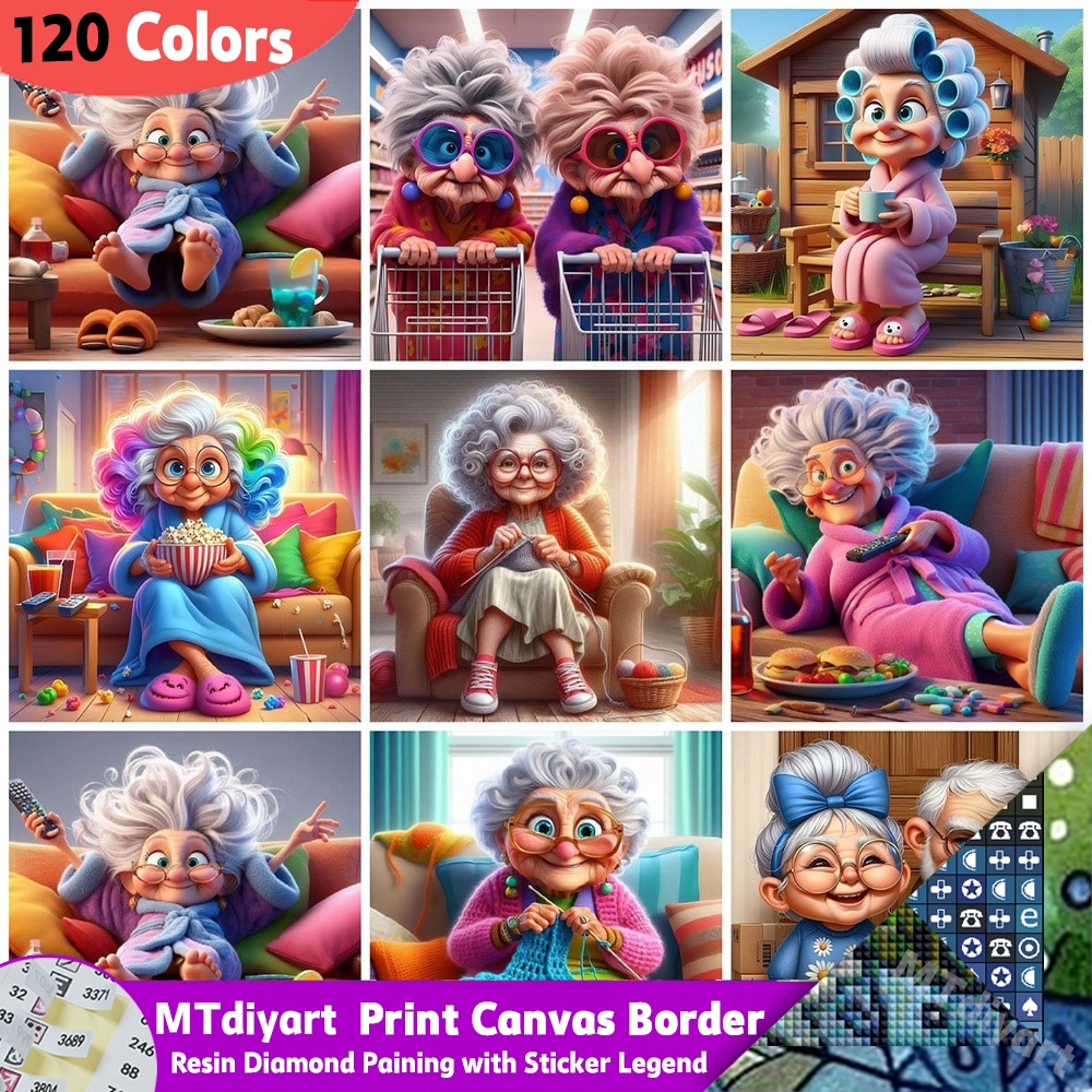 Photo Mosaic Print - Old Lady Resin 120 Colors Diamond