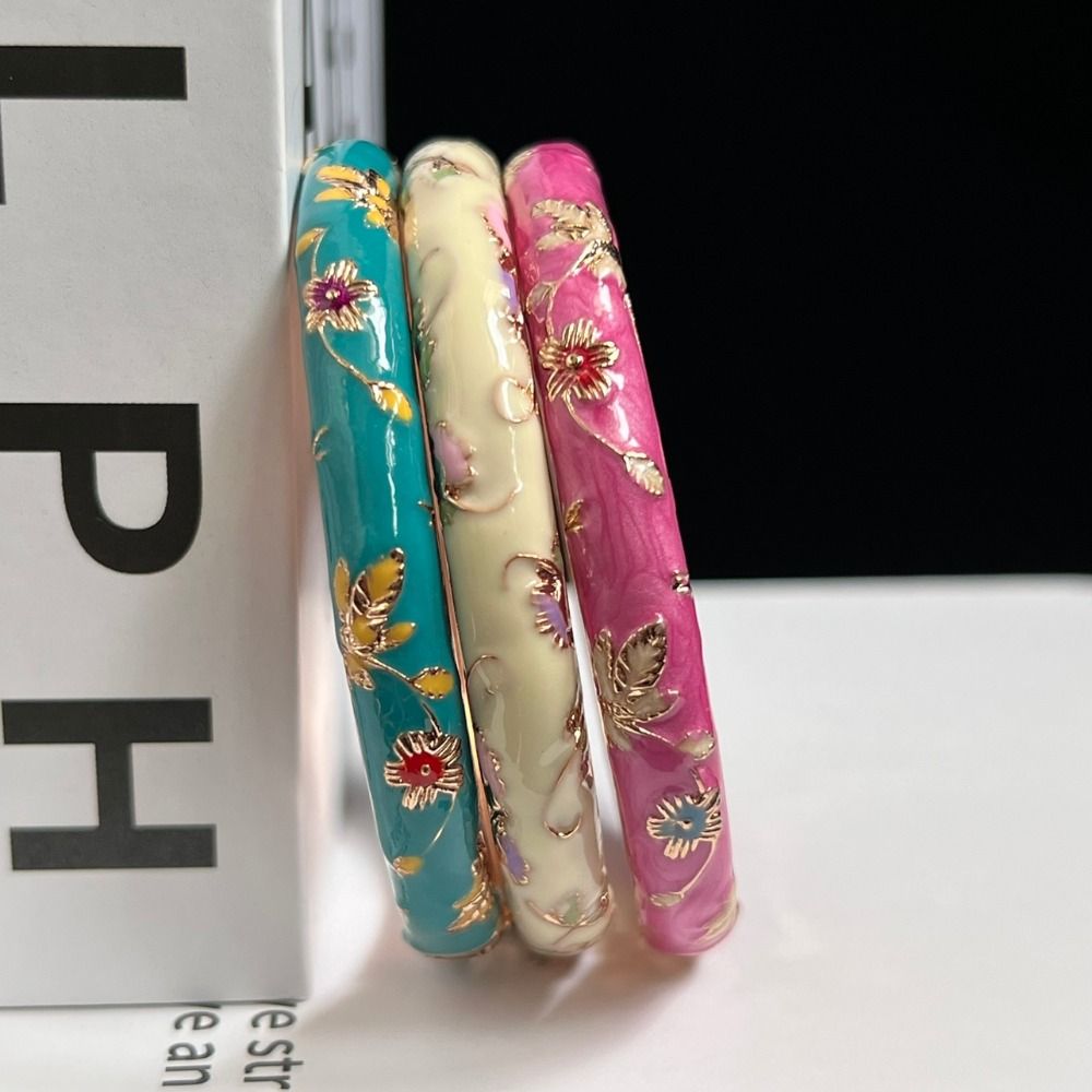 Coordinates Bracelet - Enamel Chinese Cloisonne Bracelet Double Bangle