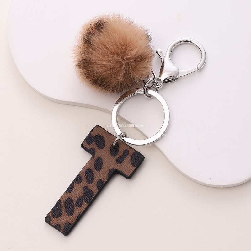 Fashion Leopard English Alphab - Monogram Keychain Leather avis et prix