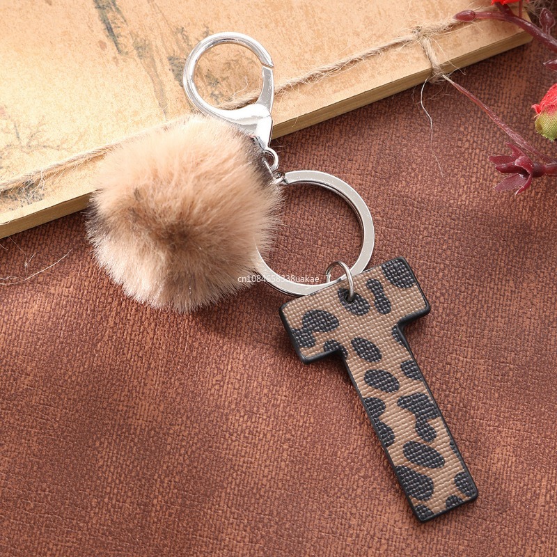Fashion Leopard English Alphab - Monogram Keychain Leather avis et prix