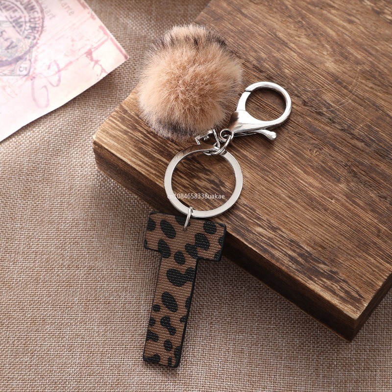 Fashion Leopard English Alphab - Monogram Keychain Leather avis et prix