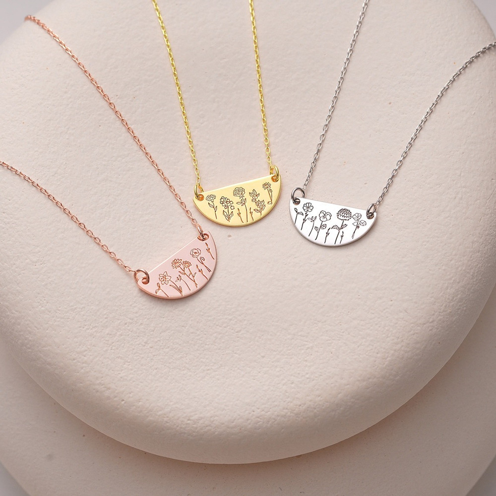 Custom Birth Month Flower Neck - Birth Flower Necklace avis et prix