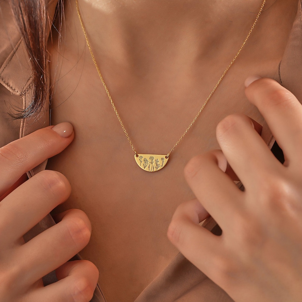 Custom Birth Month Flower Neck - Birth Flower Necklace avis et prix