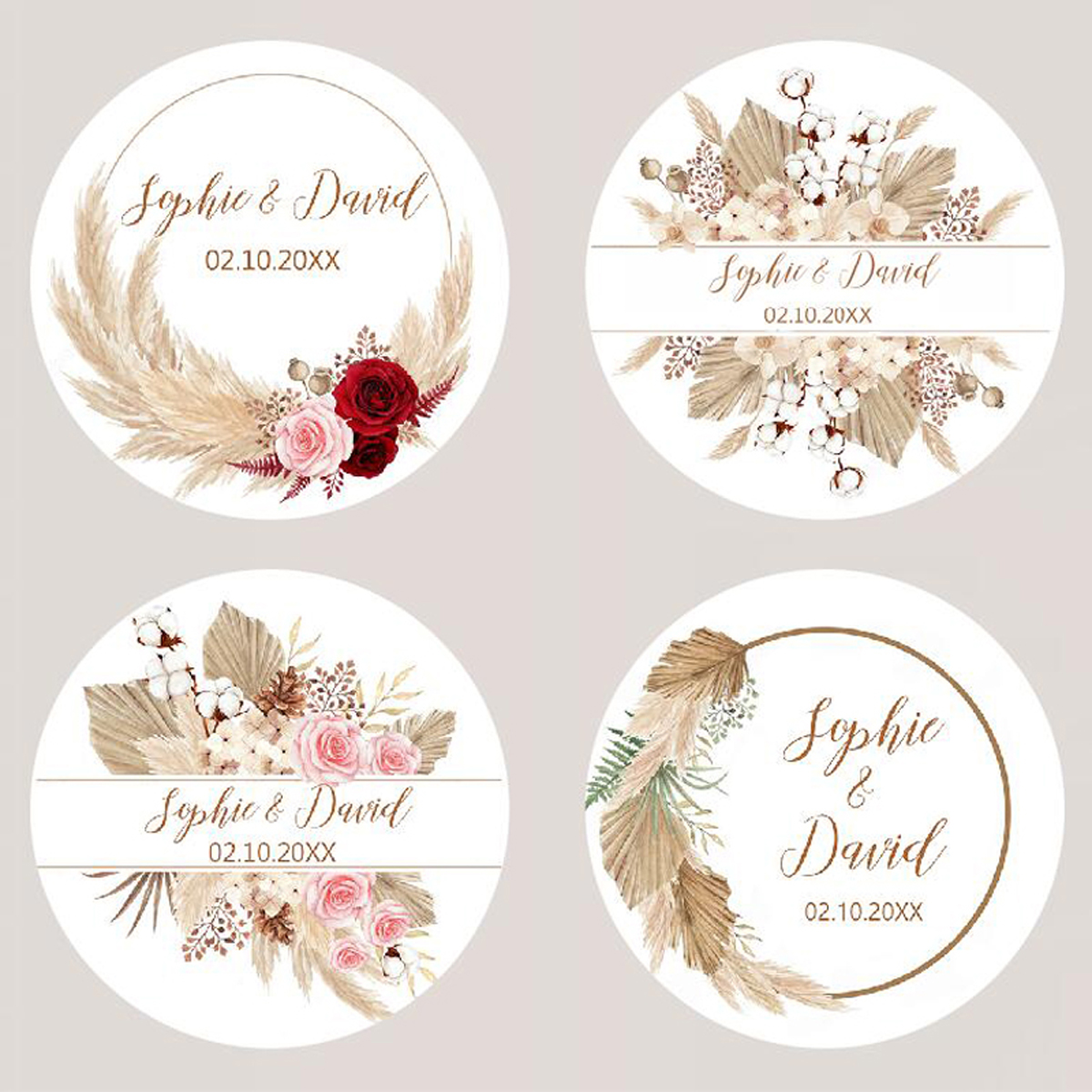 96Pcs Pampas Grass Stickers fo - Personalised Candle Label avis et prix