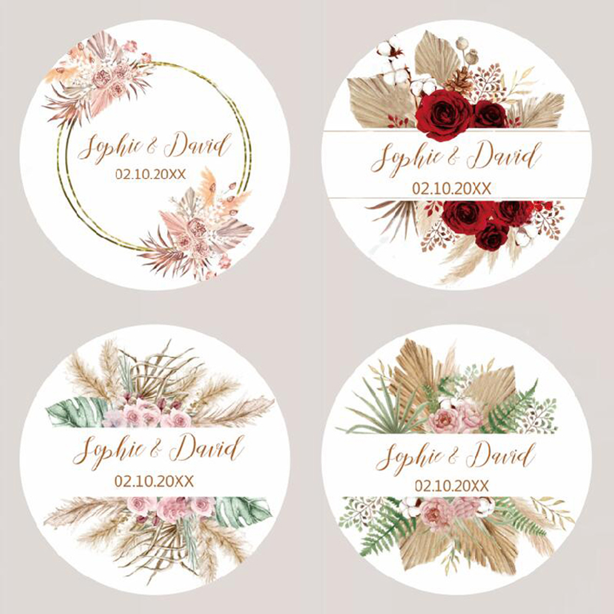 96Pcs Pampas Grass Stickers fo - Personalised Candle Label avis et prix