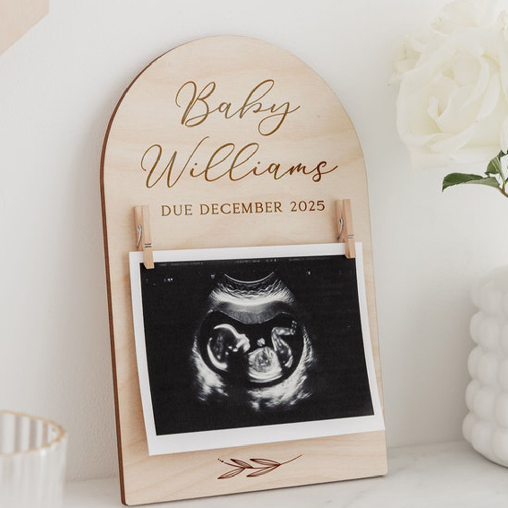 Personalised Pregnancy Announc - Engraved Wood Frame avis et prix