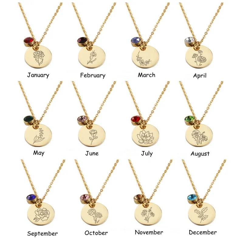 Birth Month Flowers Clipart Fl - Birth Flower Necklace avis et prix