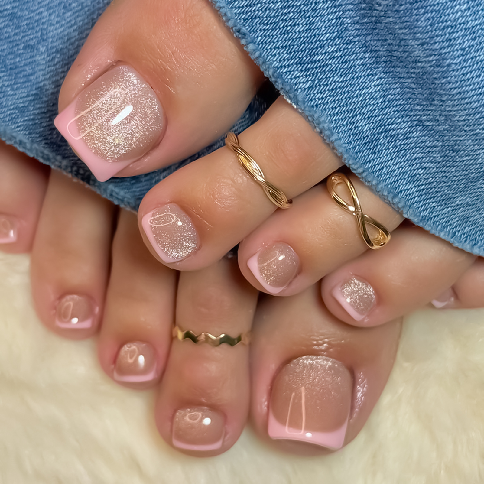 Nude Pink Color Fake Toenails  - Pressed Flower Art avis et prix