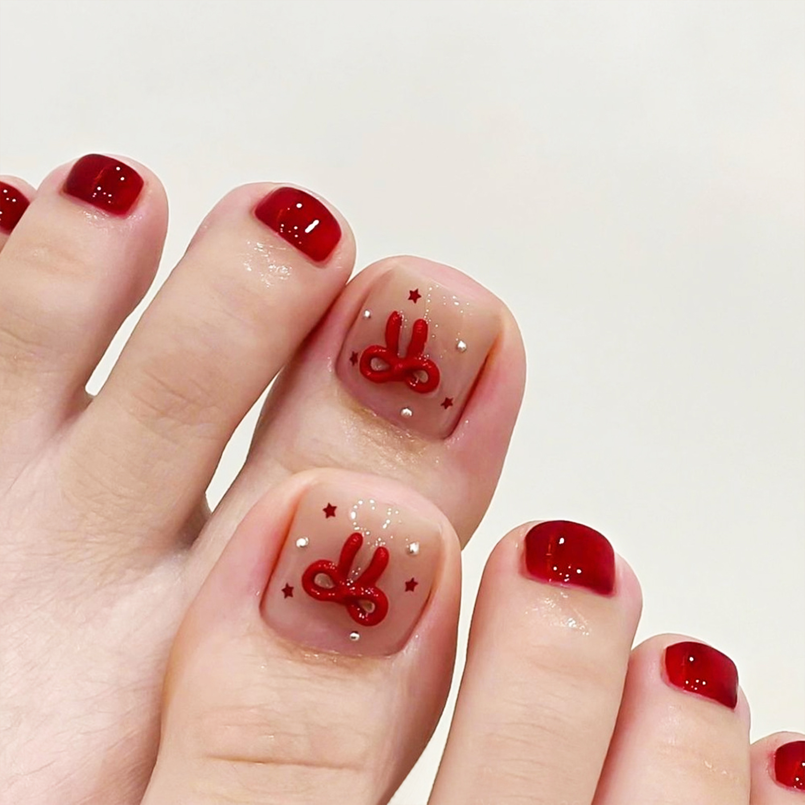Nude Pink Color Fake Toenails  - Pressed Flower Art avis et prix