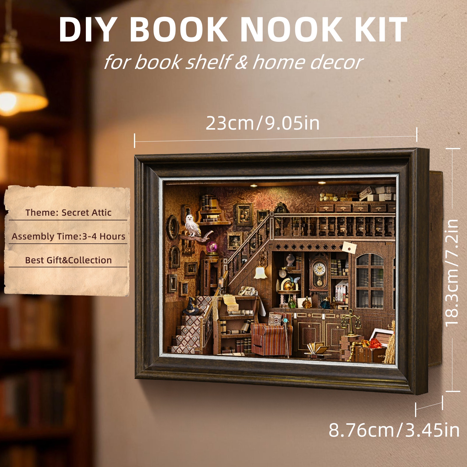 Book Nook Kit Secret Attic DIY - Engraved Wood Frame avis et prix