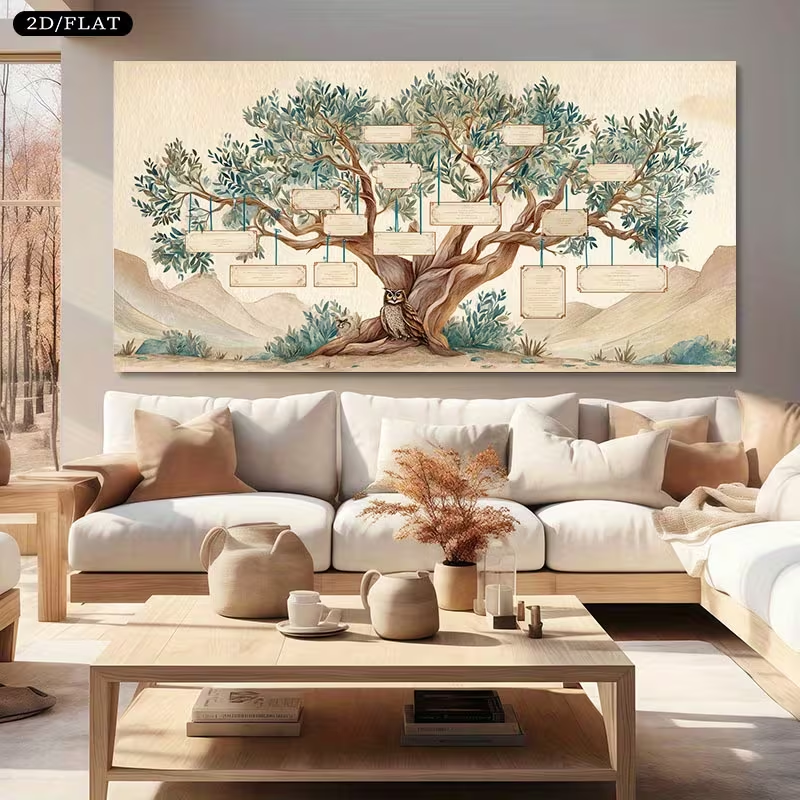 2D Flat, 2D Flat, Large Canvas - Family Tree Print avis et prix