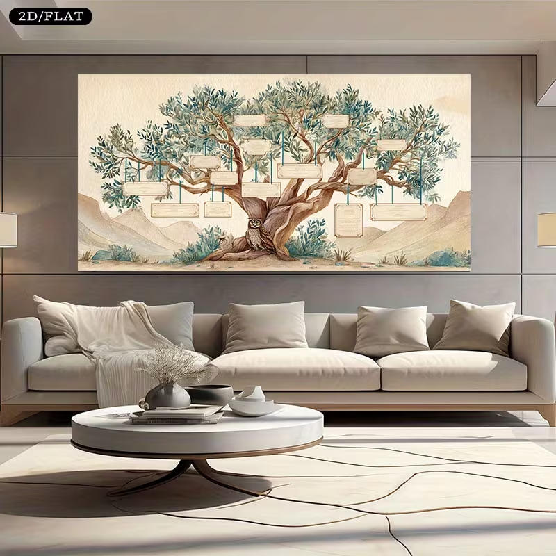 2D Flat, 2D Flat, Large Canvas - Family Tree Print avis et prix