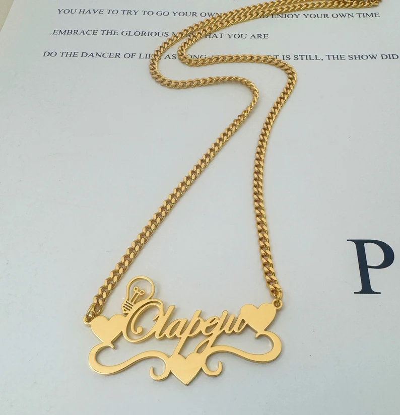 Handcrafted Gold Color Name Ne - Name Necklace Custom avis et prix
