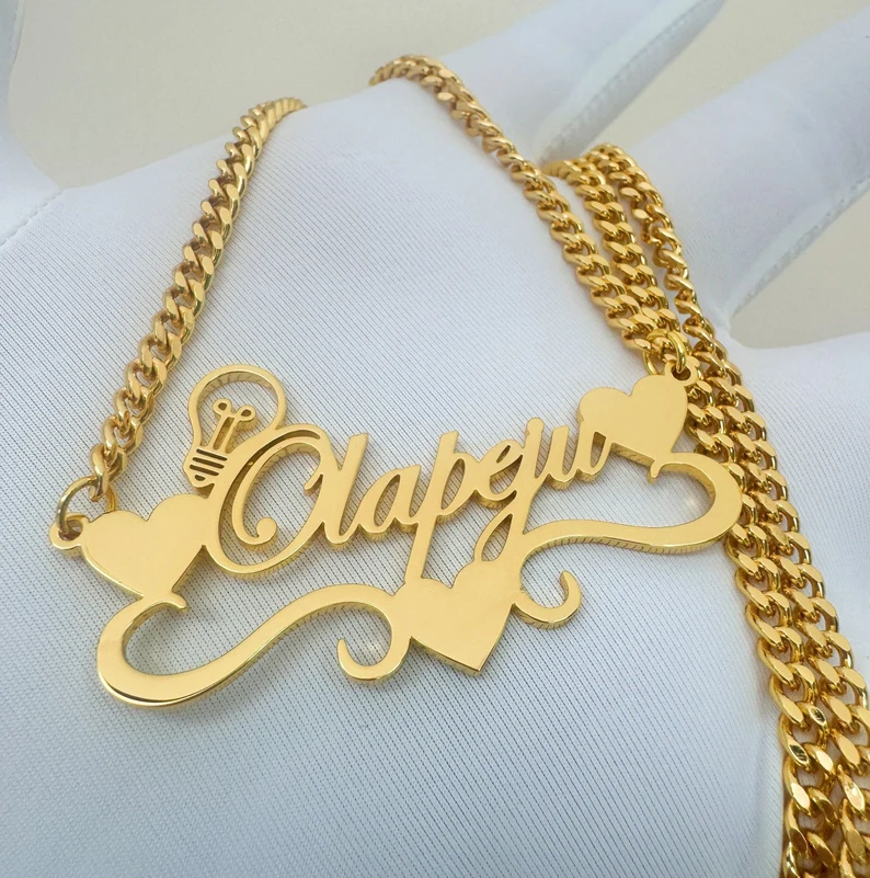Handcrafted Gold Color Name Ne - Name Necklace Custom avis et prix