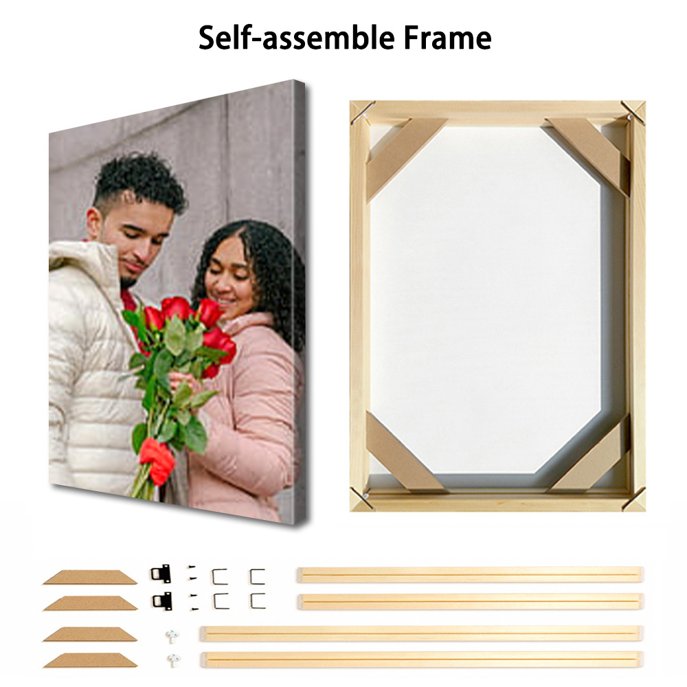 1 Pc Customized Photos on Canv - Engraved Wood Frame avis et prix