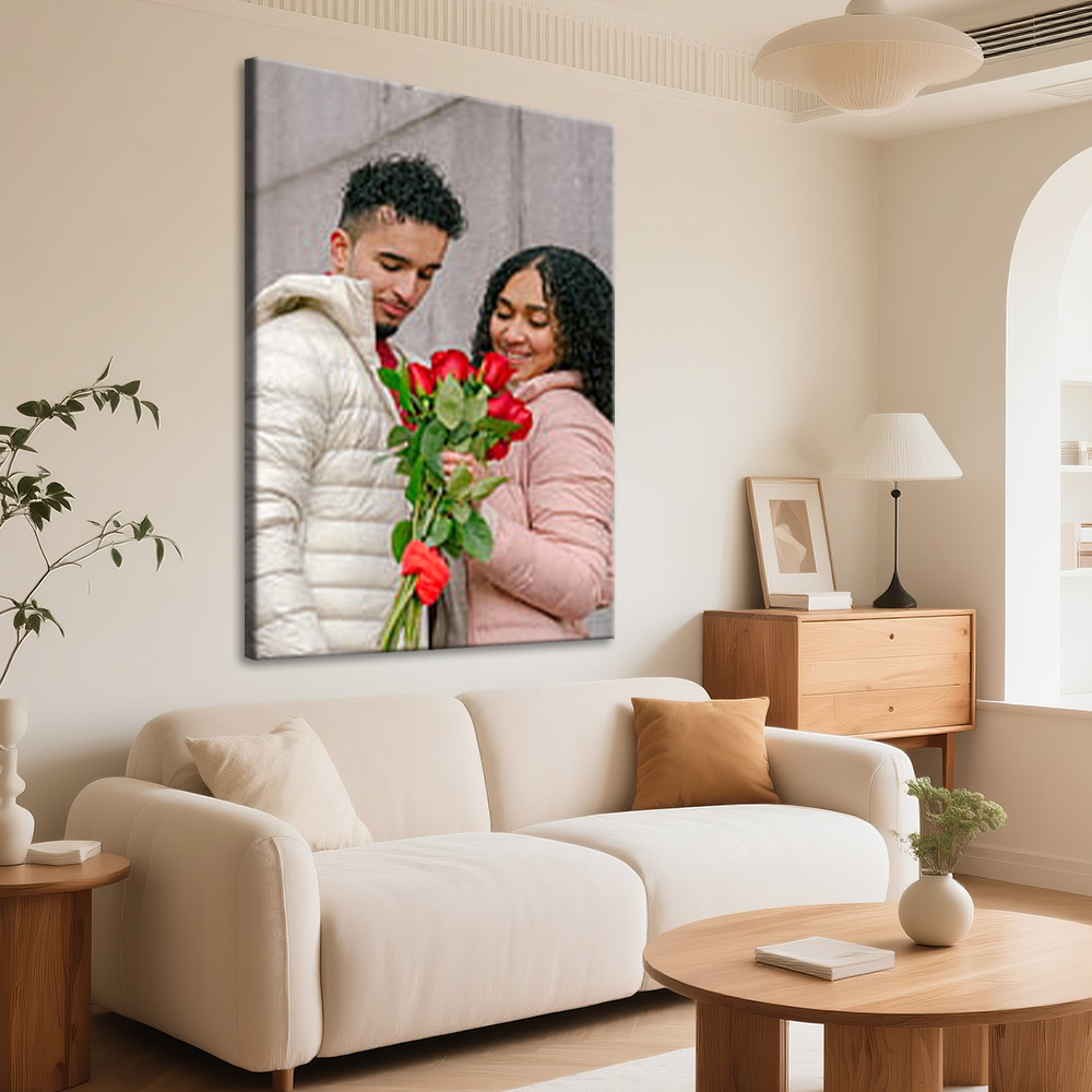 1 Pc Customized Photos on Canv - Engraved Wood Frame avis et prix