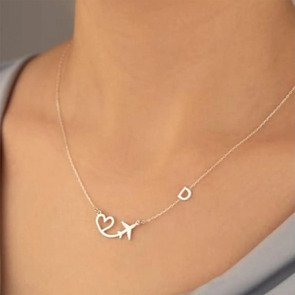 Personalized Heart Airplane In - Name Necklace Custom avis et prix