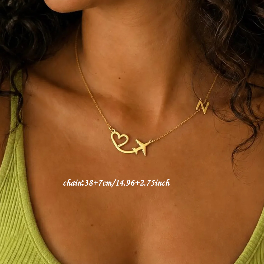 Personalized Heart Airplane In - Name Necklace Custom avis et prix