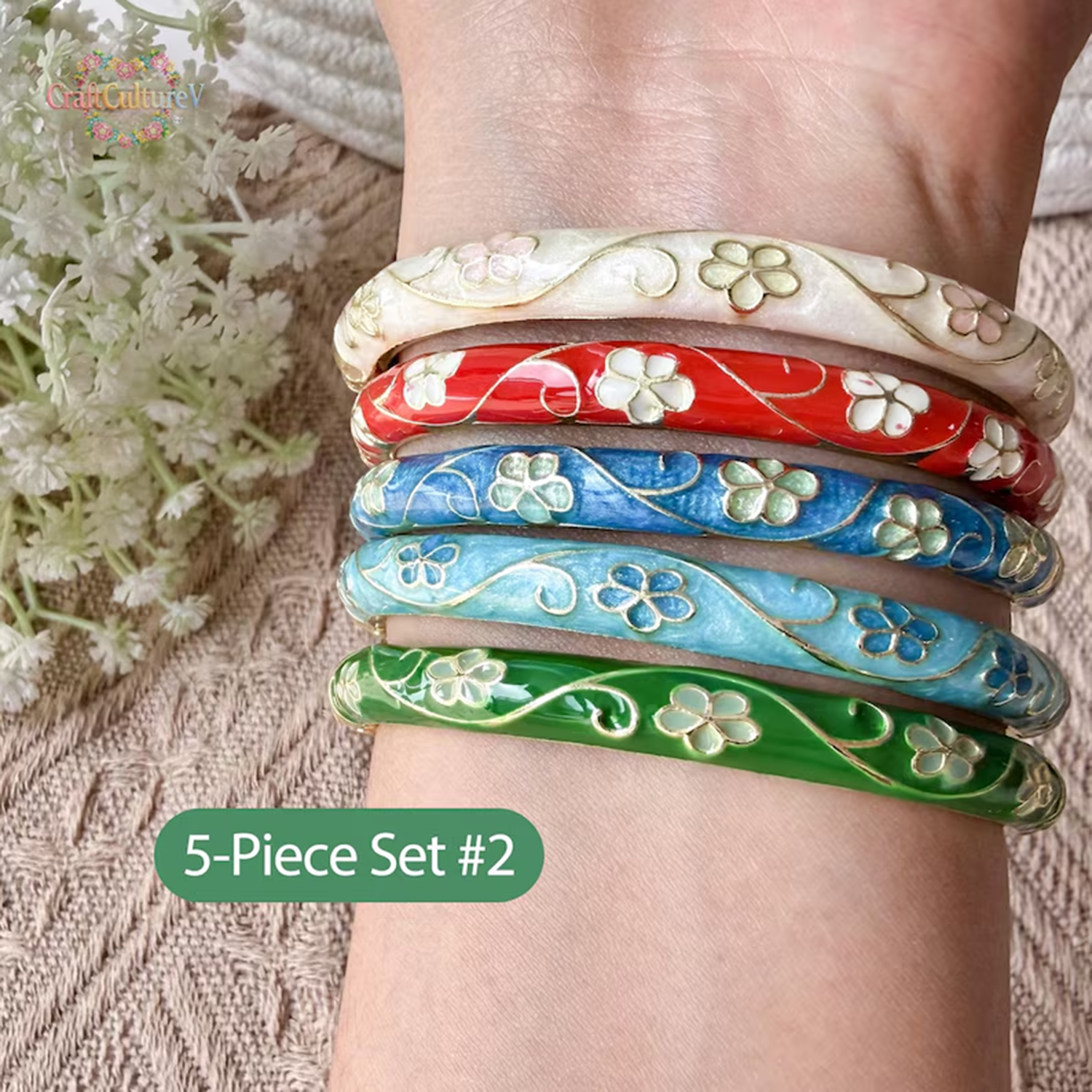 3/5PCS Enamel Cloisonné Bangle - Coordinates Bracelet avis et prix