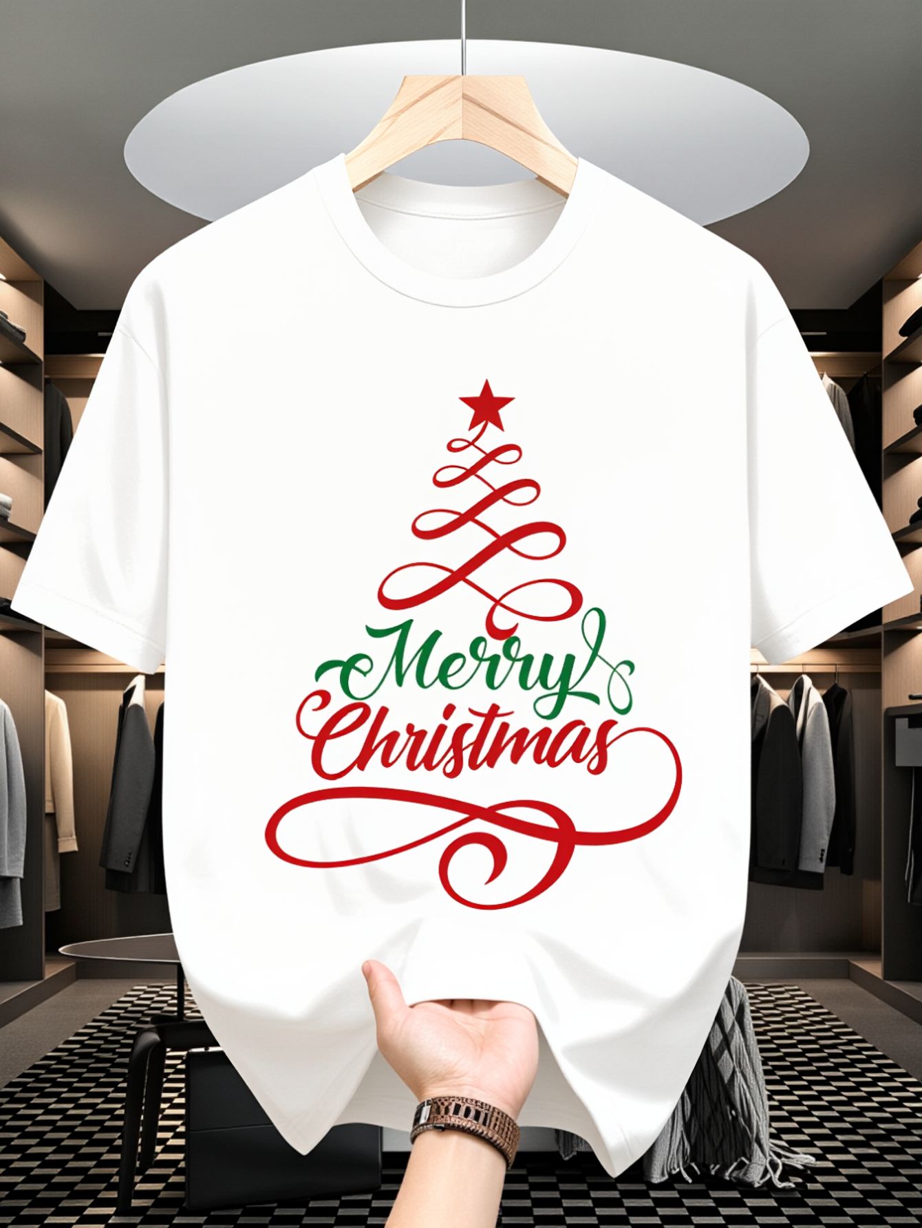 Men's T-Shirt, Merry Christmas - Family Tree Print avis et prix