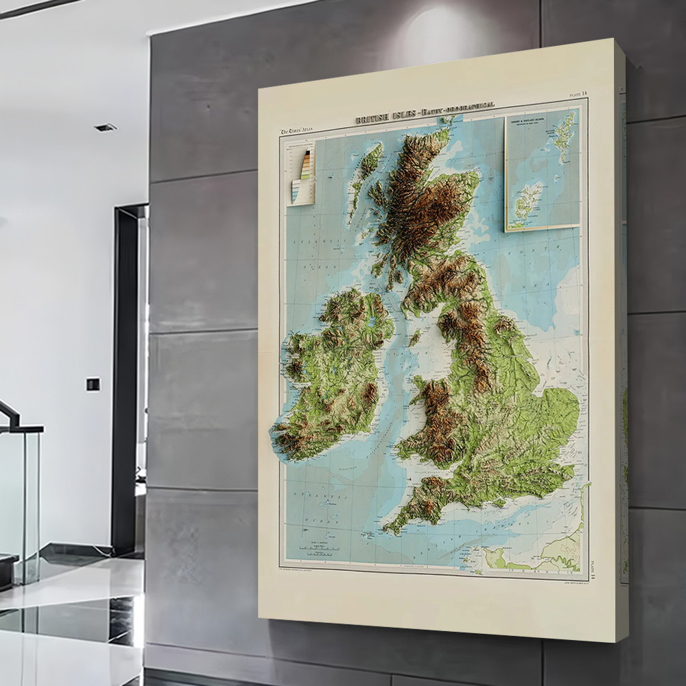 3D Relief Map of 1922 British  - Custom Map Poster avis et prix