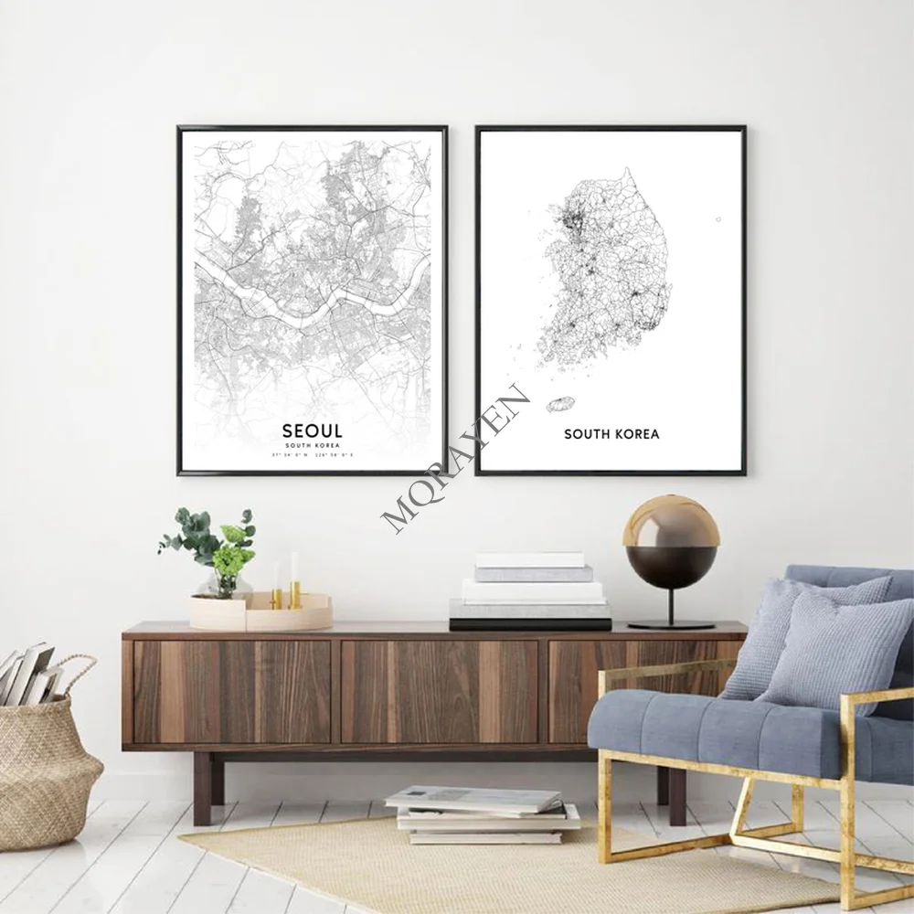 South Korea Map Black and Whit - Custom Star Map avis et prix