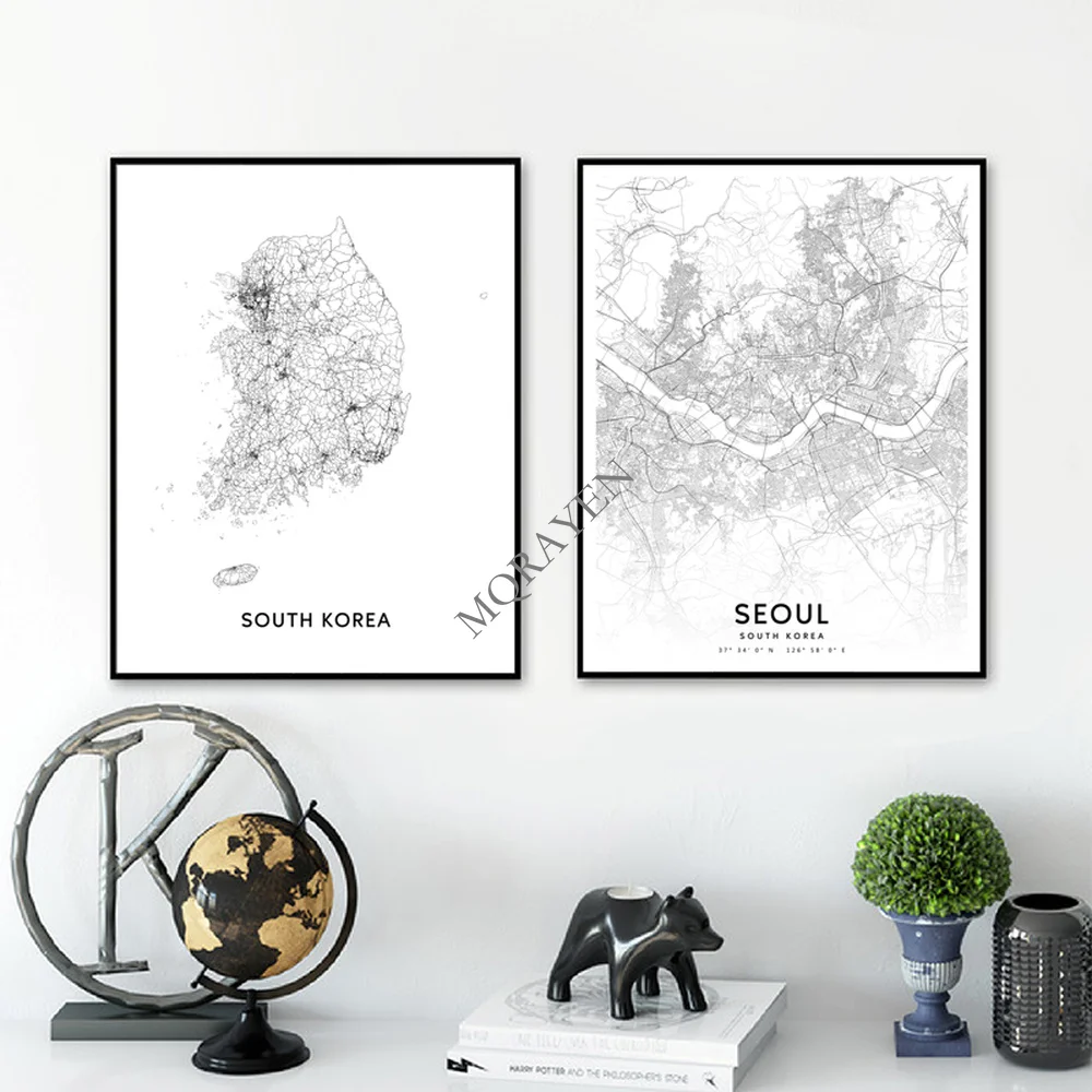 South Korea Map Black and Whit - Custom Star Map avis et prix