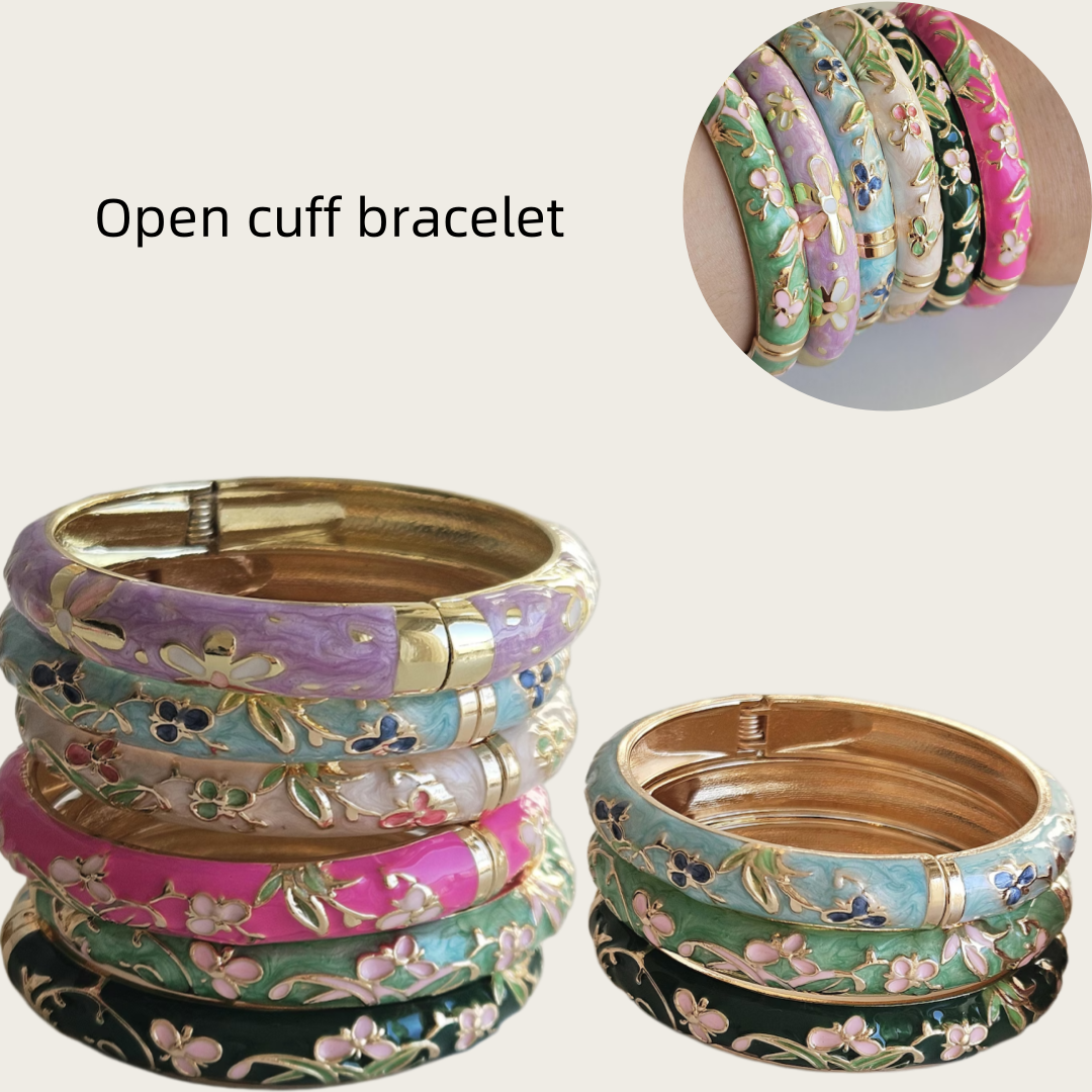 Open cuff bangle Enamel floral - Coordinates Bracelet avis et prix