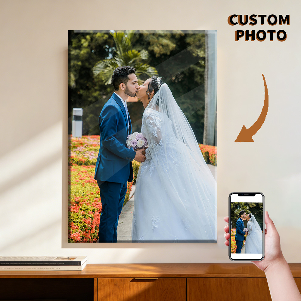 1 Pc Customized Photos on Canv - Engraved Wood Frame avis et prix