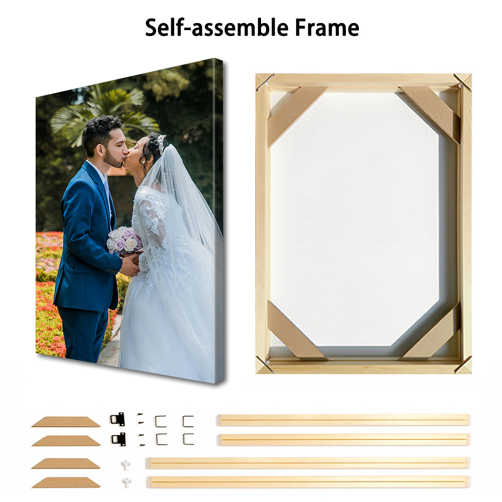 1 Pc Customized Photos on Canv - Engraved Wood Frame avis et prix