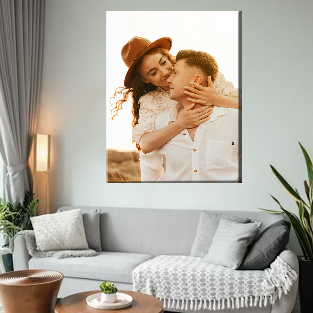 1 Pc Customized Photos on Canv - Engraved Wood Frame avis et prix