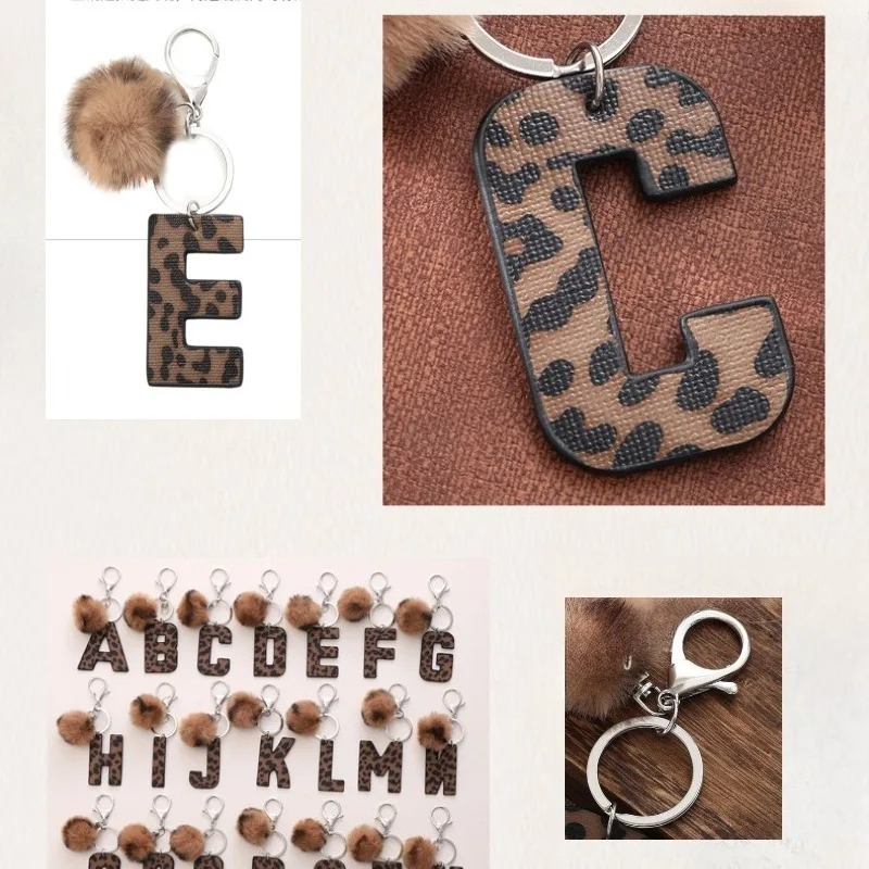 A-M Fashion Leopard Alphabet A - Monogram Keychain Leather avis et prix