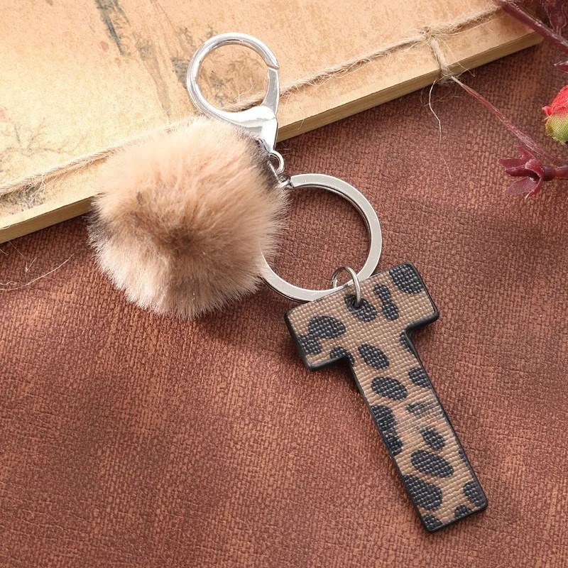 A-M Fashion Leopard Alphabet A - Monogram Keychain Leather avis et prix