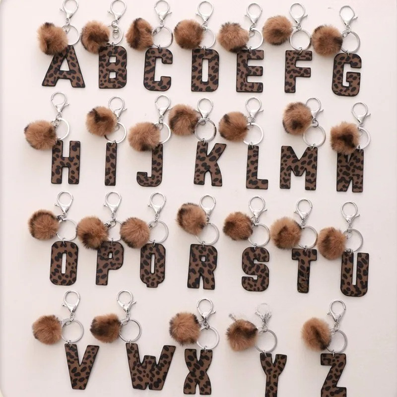 A-M Fashion Leopard Alphabet A - Monogram Keychain Leather avis et prix