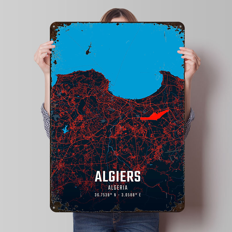 Algiers City Map Metal Poster  - Custom Map Poster avis et prix