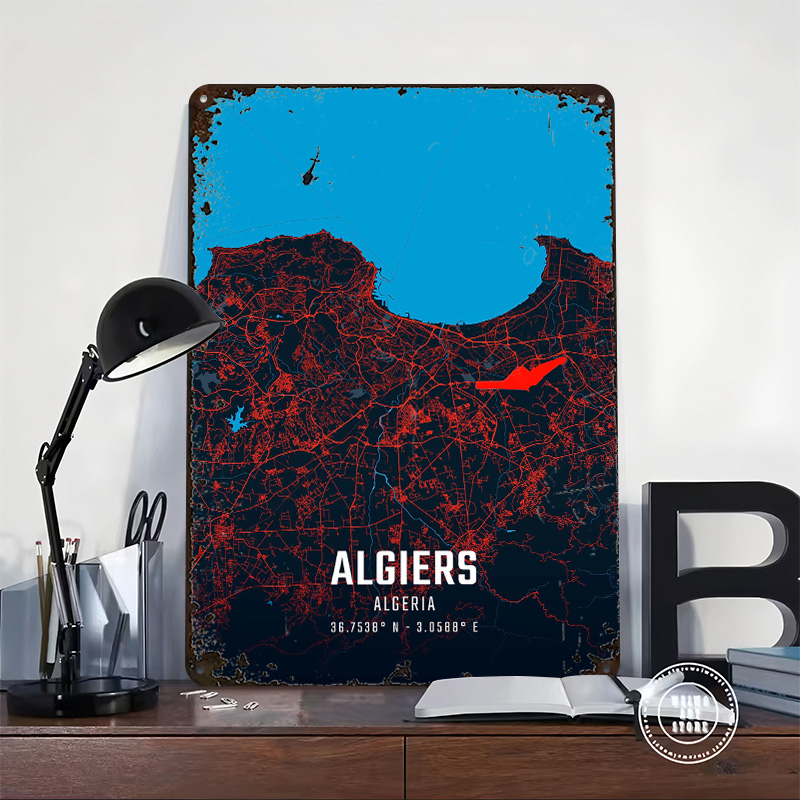 Algiers City Map Metal Poster  - Custom Map Poster avis et prix