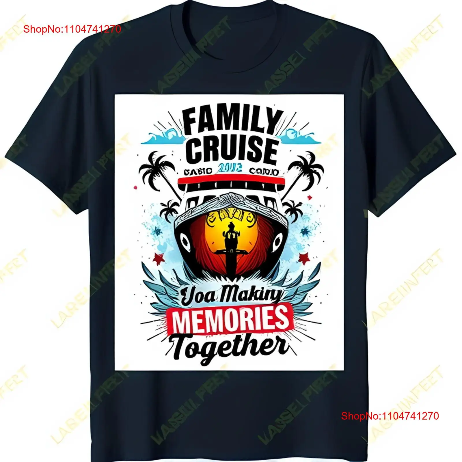 Dark Blue Family Cruise T Shir - Family Tree Print avis et prix