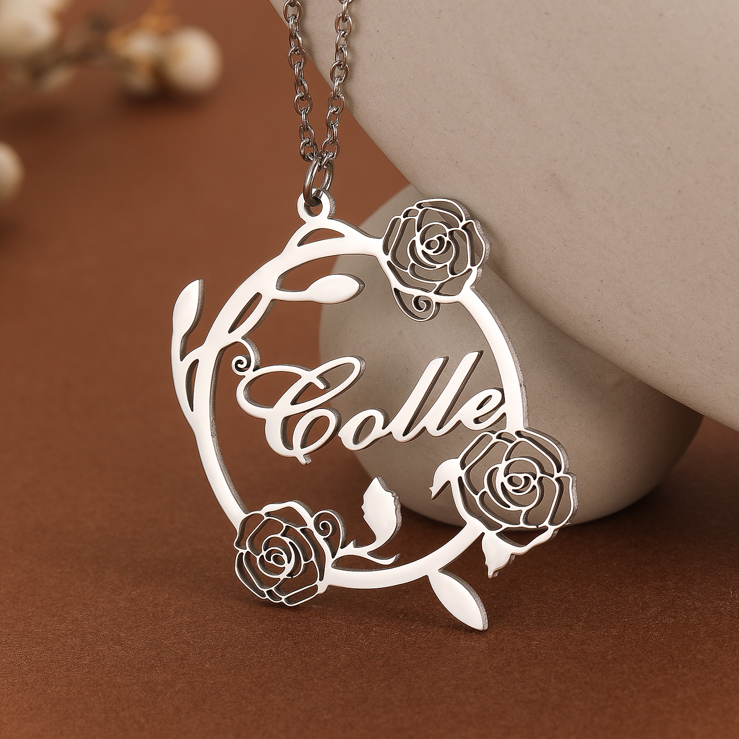 1pc Custom Rose Flower Name Ne - Name Necklace Custom avis et prix