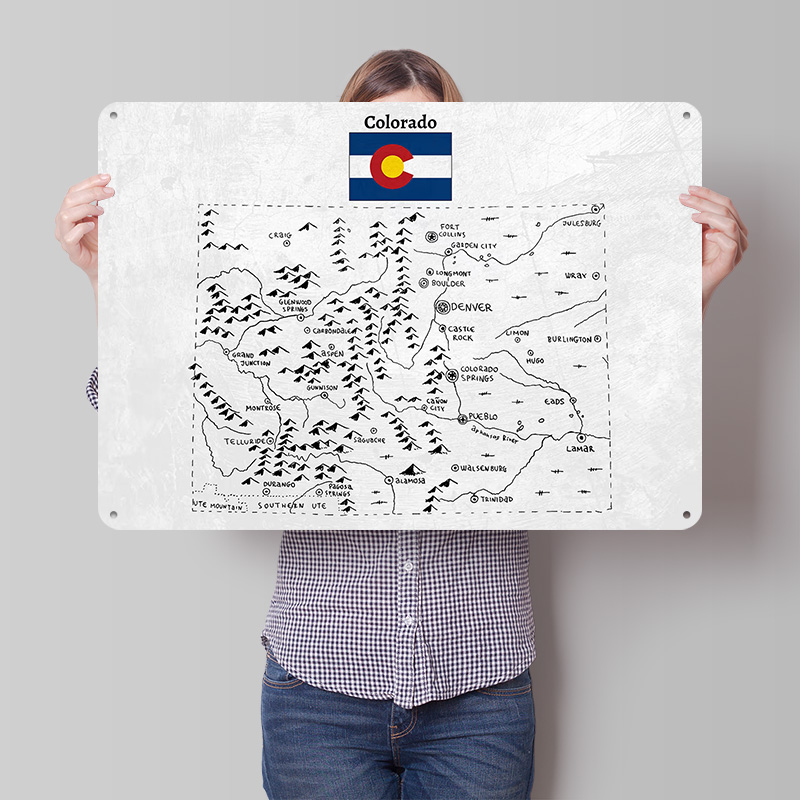 Hand Drawn Map of Colorado 3D  - Custom Map Poster avis et prix