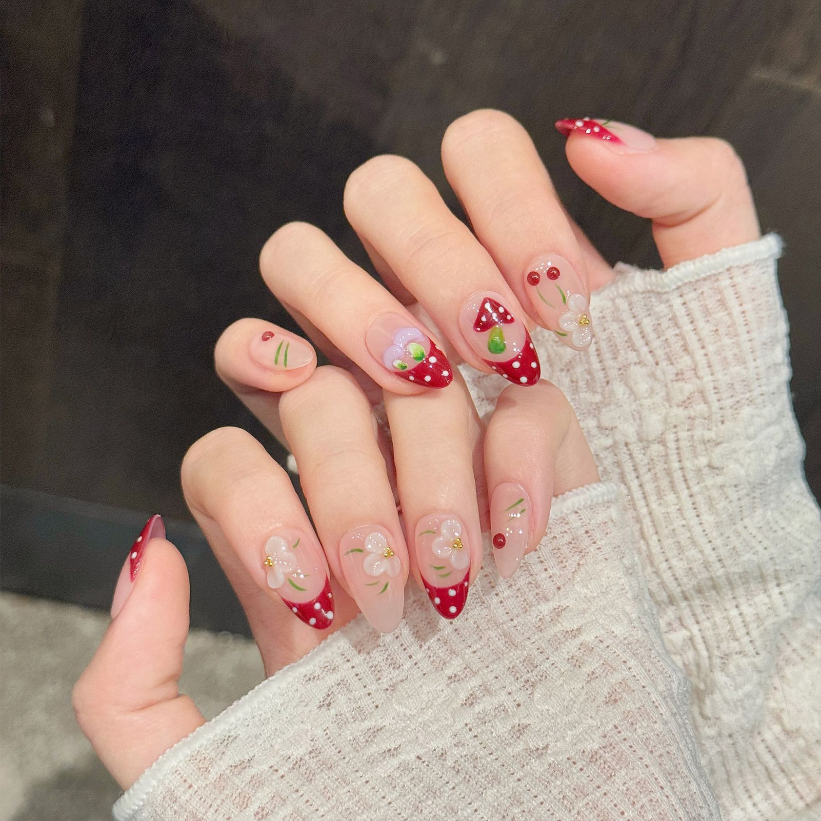 10Pcs Red White Polka Dot Desi - Pressed Flower Art avis et prix