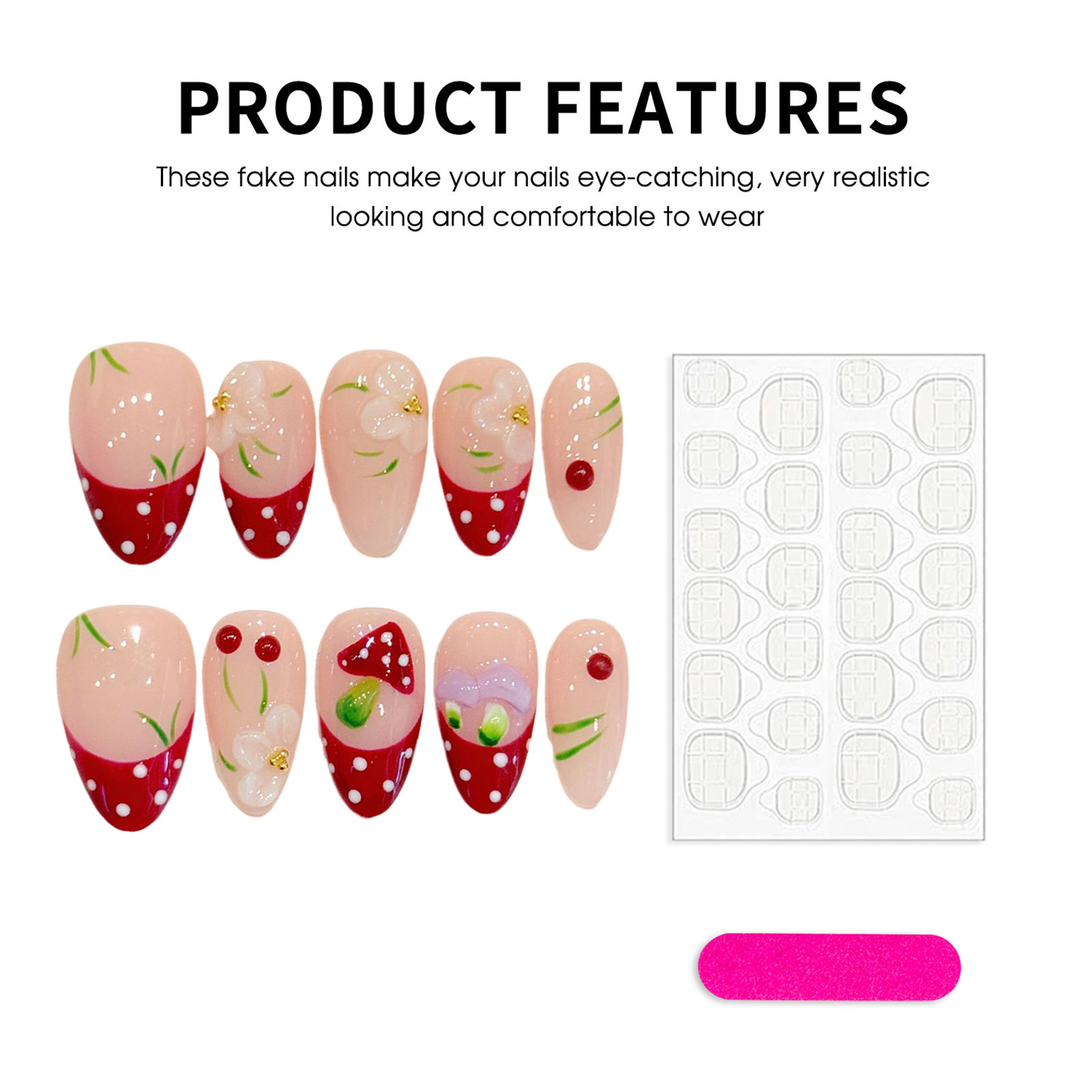 10Pcs Red White Polka Dot Desi - Pressed Flower Art avis et prix
