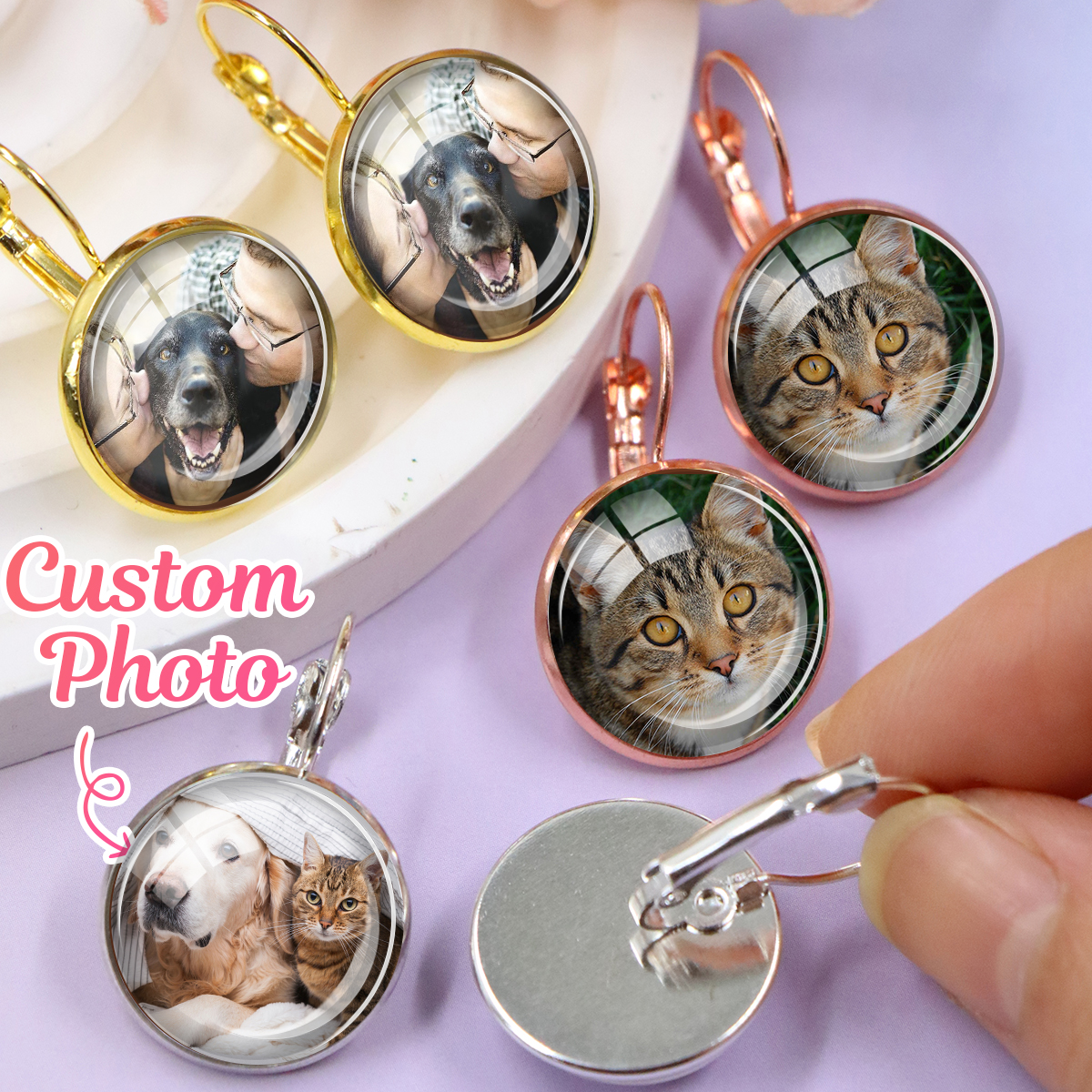 Custom Photo Earrings, Persona - Pet Portrait Custom avis et prix