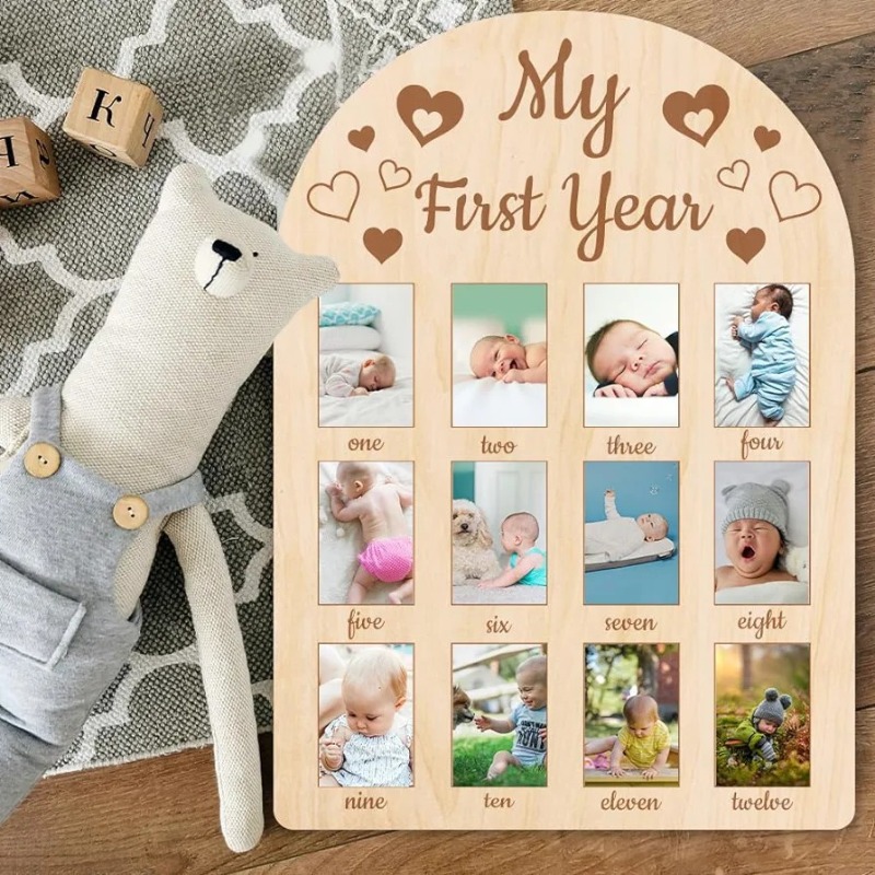Wooden Baby Commemorative Phot - Engraved Wood Frame avis et prix
