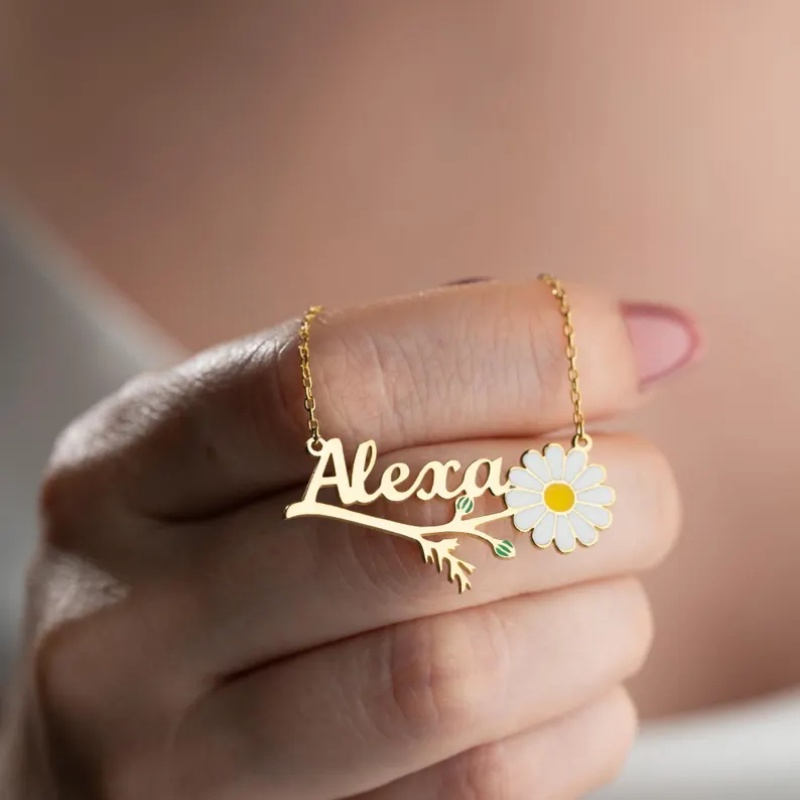 Roro‘s Personalized Colorful E - Birth Flower Necklace avis et prix