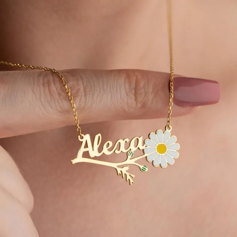 Roro‘s Personalized Colorful E - Birth Flower Necklace avis et prix