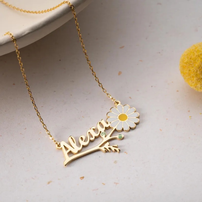 Roro‘s Personalized Colorful E - Birth Flower Necklace avis et prix