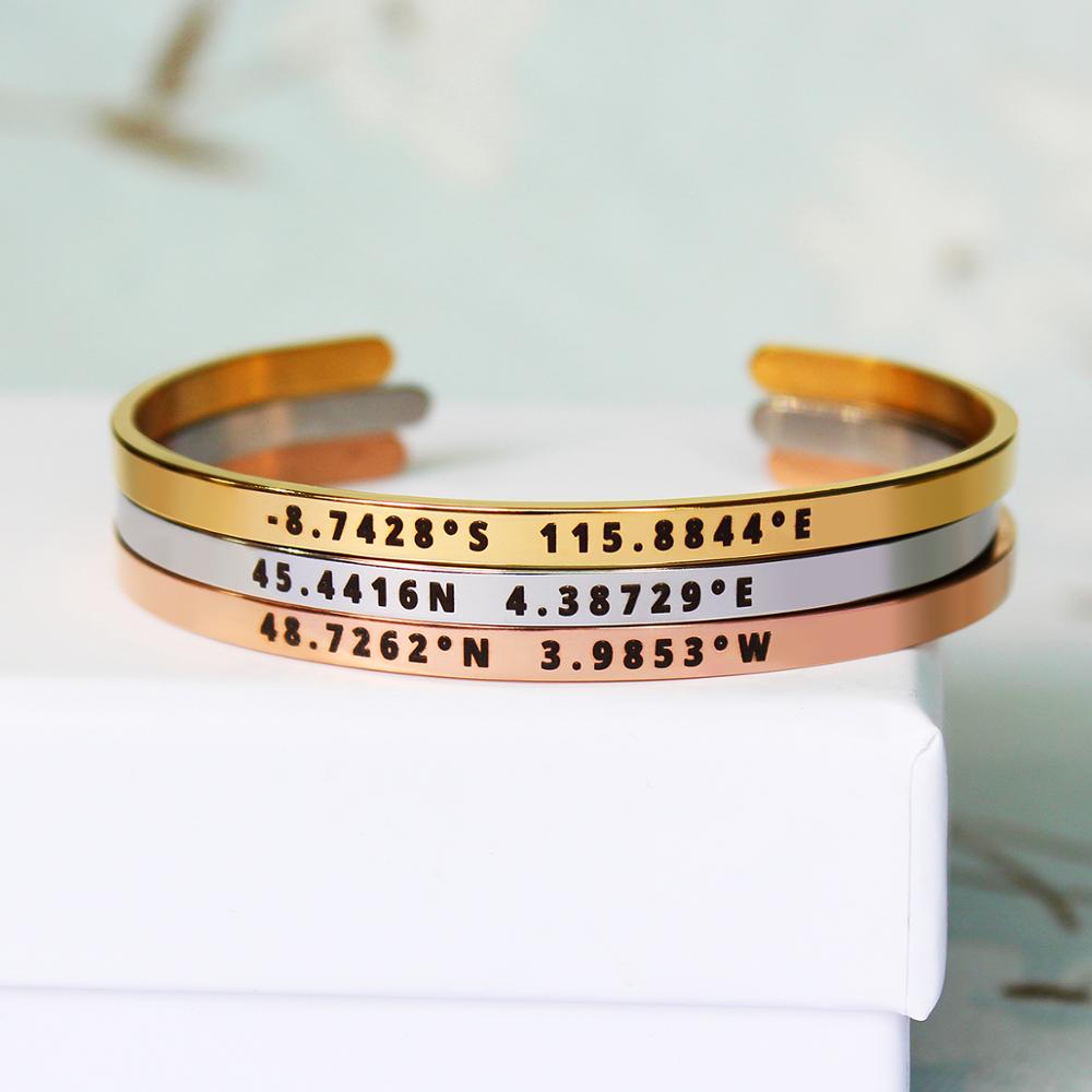 4mm Width Custom Coordinates B - Coordinates Bracelet avis et prix