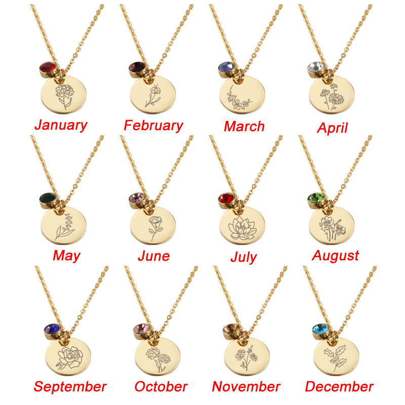 Crystal Birthstone Necklace fo - Birth Flower Necklace avis et prix