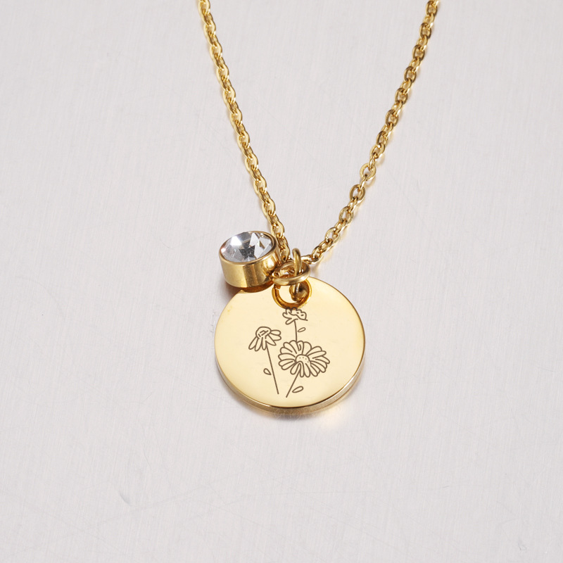 Crystal Birthstone Necklace fo - Birth Flower Necklace avis et prix